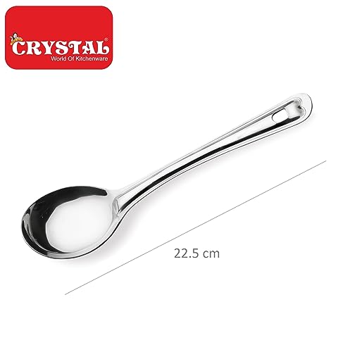 Image 4 of Crystal Oval Medium Stainless Steel Serving Spoon, Silver