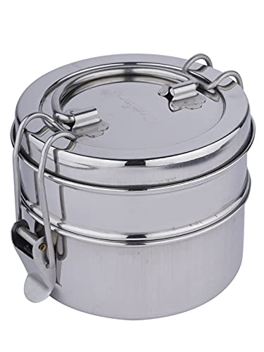 Image 4 of neelam Clipper Stainless Steel Tiffin Box Set, 2-Pieces, 1000 ml