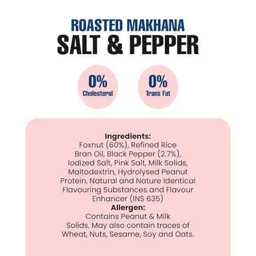 Image 6 of Heeva Roasted Makhana Foxnut Salt n Pepper Flavour 100g Pack of 4