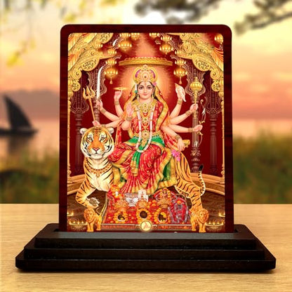 Image 1 of Default Title for the product Panchmukhi Hanuman Wooden Idol - Glossy Finish 5x4in | Murti for Car Dashboard & Home Temple | Perfect Small Statue for Door Entrance & Puja | Enhance Spaces (sherawali maa1)