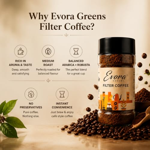 Image 4 of EVORA Greens Signature 100gm Filter Coffee Powder | Coffee with Arabica & Robusta Blend - Medium Roast | Make 50 Cups