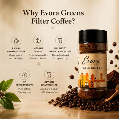 Image 4 of EVORA Greens Signature 100gm Filter Coffee Powder | Coffee with Arabica & Robusta Blend - Medium Roast | Make 50 Cups