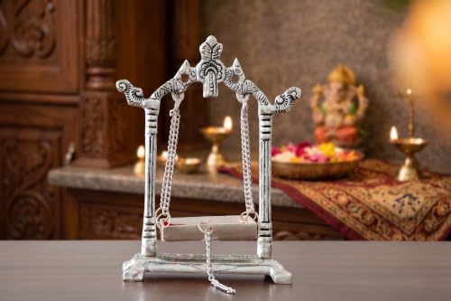 Image 3 of KridayKraft Aluminium Pipe Palna Silver/Laddu Gopal Jhula for Home Decor, Pooja & Janmashtami
