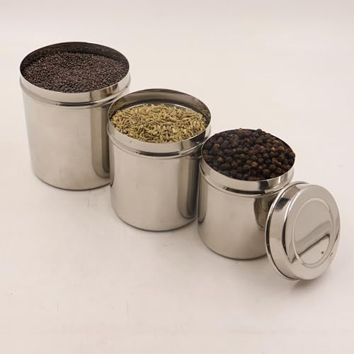 Image 3 of Spillbox Stainless Steel Utensil Vertical Canisters Storage Container Set of 3