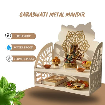 Image 4 of NIVED Saraswati Metal Mandir 15 x 15 x 8 inch