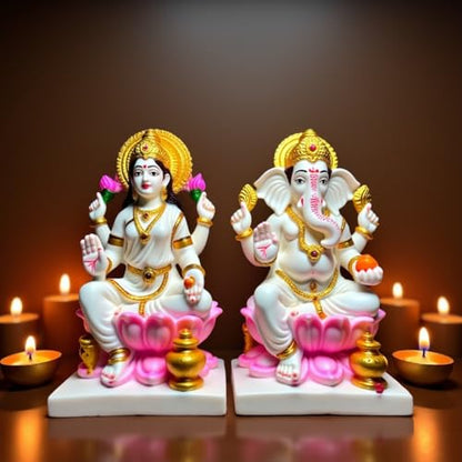 Image 3 of 7 inch Off White for the product UNOVATE Laxmi Ganesh Idol Pair