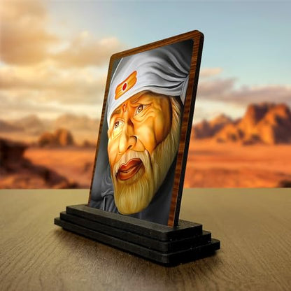 Image 2 of Panchmukhi Hanuman Wooden Idol - Glossy Finish 5x4in | Murti for Car Dashboard & Home Temple | Perfect Small Statue for Door Entrance & Puja | Enhance Spaces (sai Baba)