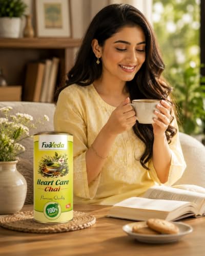 Image 4 of FudVeda Premium Natural Loose Leaf Tea Authentic Tea Blend Rich Aroma & Smooth Taste Hygienically Packed Daily Refreshment (Heart care chai)