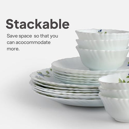 Image 6 of Cello Opalware Dazzle Series Moon Rose Dinner Set, 18 Pieces