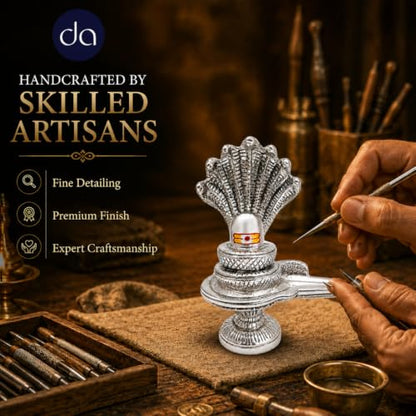 Image 4 of Dev Aastha 999 Silver Plated Shivling with Vasuki Idol for home puja - 5 Inch