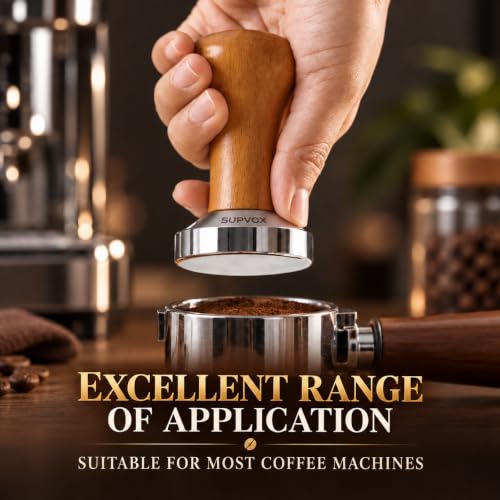 Image 4 of Supvox Coffee Tamper 58mm with SUS Heavy Duty Base and Wooden Handle