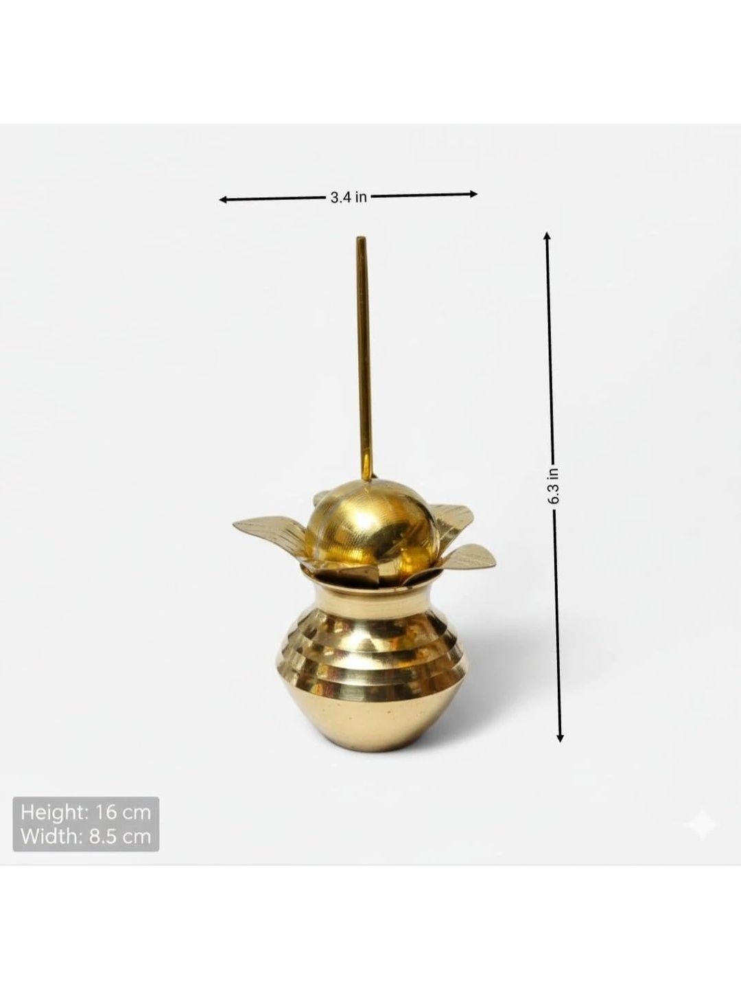 Image 4 of HATEKHORI 3 Pieces Brass Mangal Kalash Set