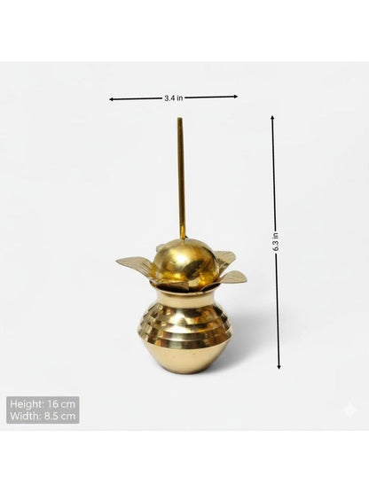 Image 4 of HATEKHORI 3 Pieces Brass Mangal Kalash Set
