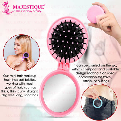 Image 4 of Majestique Portable Folding Hair Brush With Mirror
