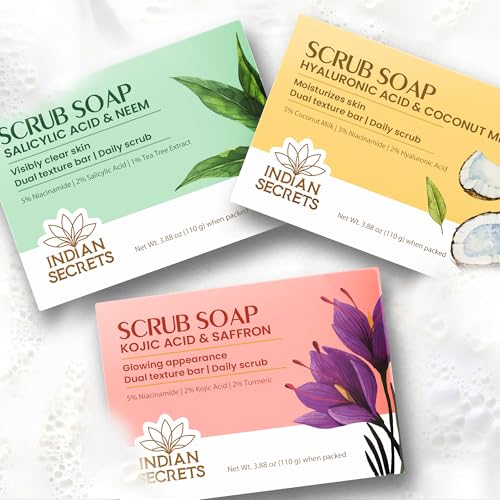Image 7 of INDIAN SECRETS Kojic Acid & Saffron Detan Scrub Soap 110g