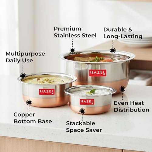 Image 5 of HAZEL Utensils Set for Kitchen | Set of 3 (350 ml, 600 ml & 830 ml)