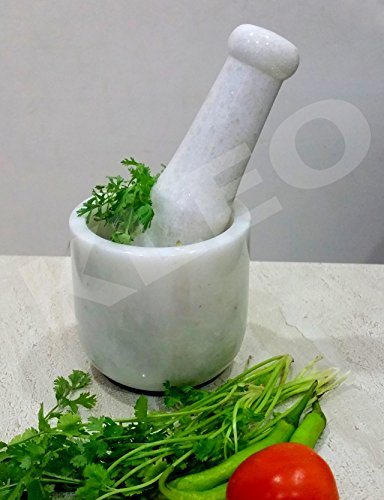 Image 6 of KLEO 3.5" Wide White Marble Stone Mortar and Pestle Set