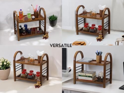 Image 3 of Vesta Homes Wooden Organizer Rack Stand for Kitchen, Bathroom, Countertop & Office 45.5 x 27 x 45 cm
