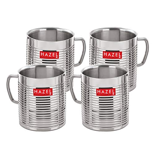 Image 2 of HAZEL Stainless Steel Tea/Coffee Mug - 4 Pieces, 300 ml