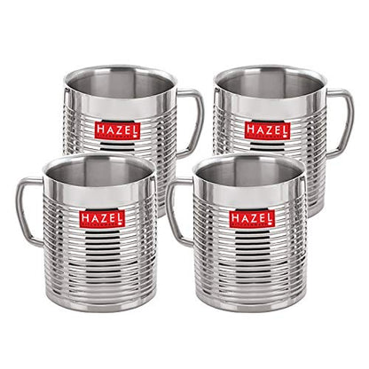 Image 2 of HAZEL Stainless Steel Tea/Coffee Mug - 4 Pieces, 300 ml