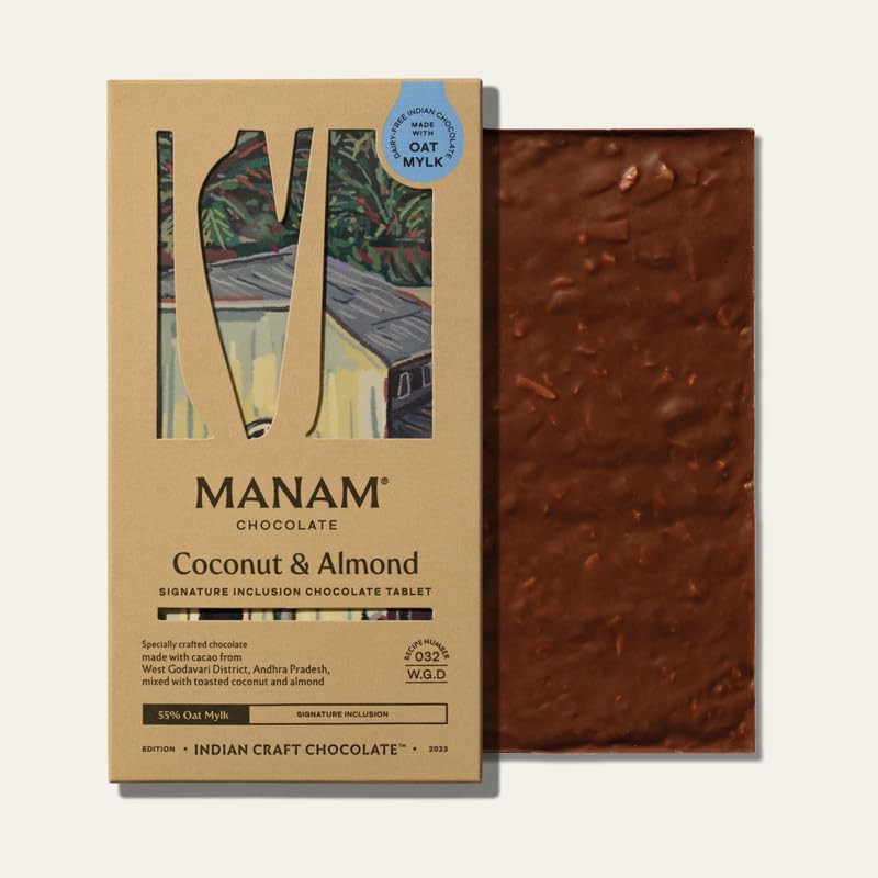 Image 1 of Default Title for the product Manam Chocolate Signature Inclusion Tablet - Coconut & Almond, 55% Oat Milk - 80g