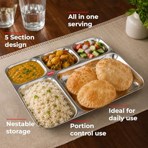 Image 5 of HAZEL Stainless Steel 5 Compartment Section Plate