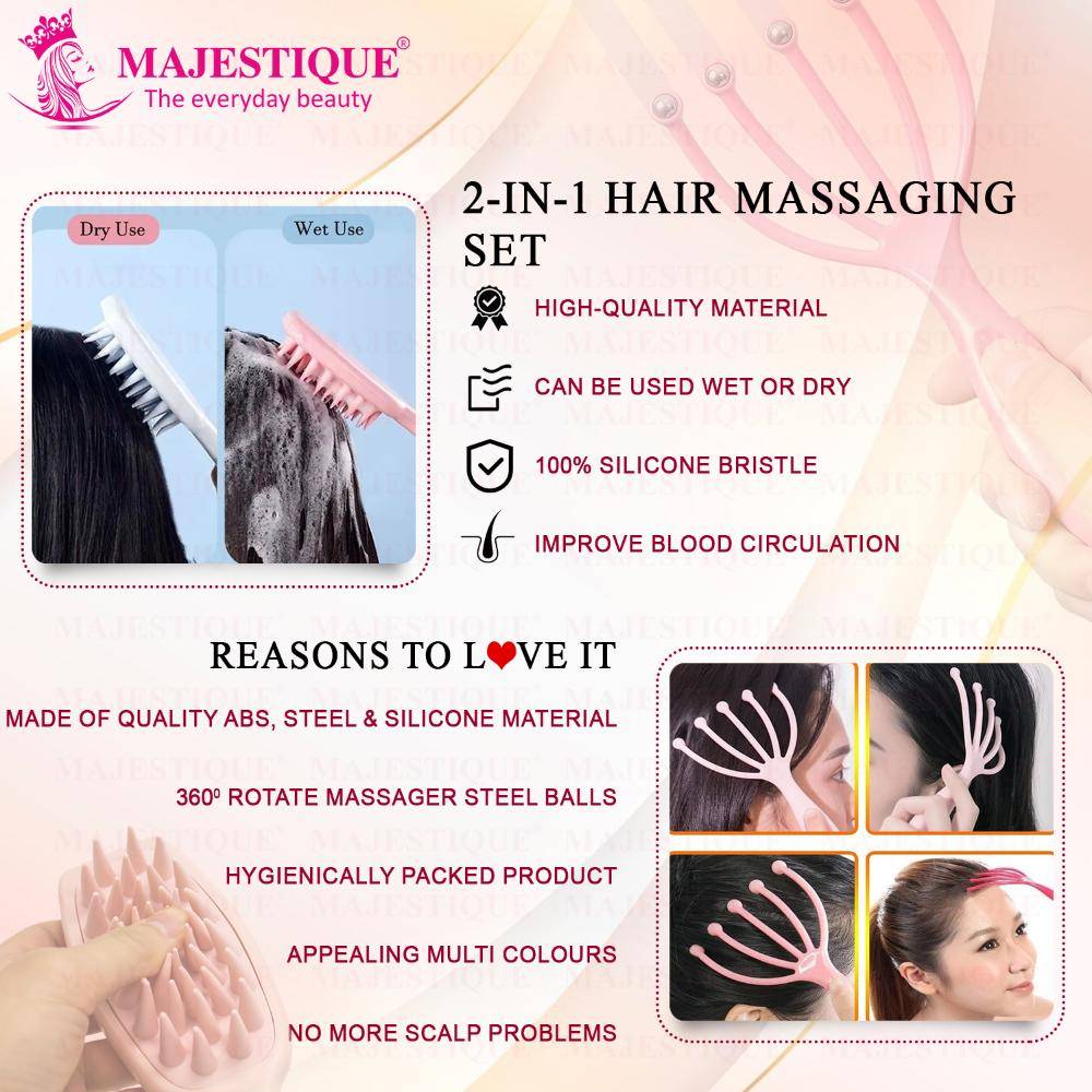 Image 5 of Majestique 2-In-1 Hair Massaging Set