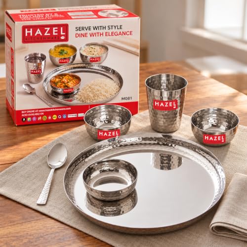 Image 3 of 6 / Hammered Set for the product HAZEL Stainless Steel Dinner Set