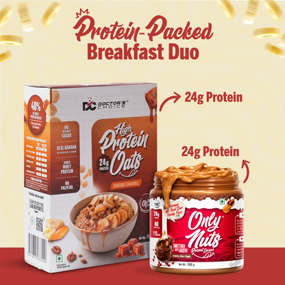 Image 2 of Doctor's Choice Protein Oats Banana Caramel 750g + Choco Fudge Peanut Spread creamy 750g