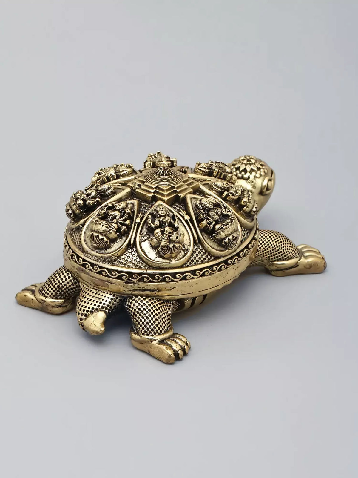 Image 6 of Ishwar Arts 6" Vastu Small Tortoise with Ashtalakshmi and Yantra on Top Superfine Brass Statue