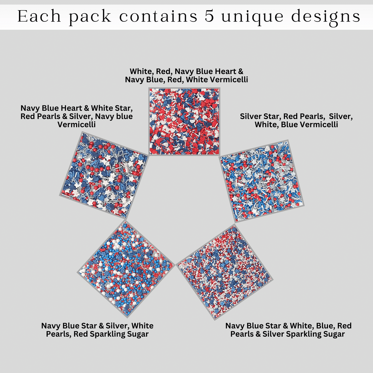 Image 2 of Confect Mix Heart & Star Patriotic Sprinkles