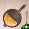 Image 1 of 25.4cm for the product The Indus Valley Super Smooth Cast Iron Tawa, Long Handle,Pre-seasoned, Nonstick, 100% Pure, Toxin-free, Induction,Spatula, 25.4cm, 1.8kg