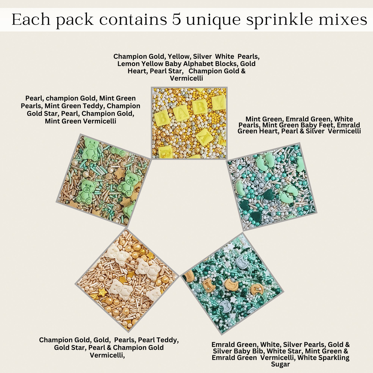 Image 2 of Confect Baby Shower Sprinkles | Birthday Sprinkles | Gender Reveal Sprinkles Pack of 5 (BABY SHOWER -08)