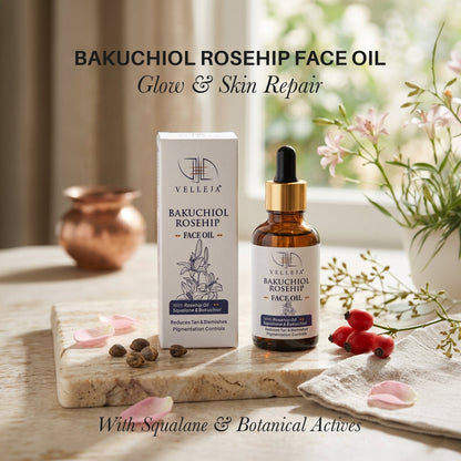 Image 2 of Velleja Bakuchiol Rosehip Face Oil with Squalane for Pigmentation & Dark Spots | Velleja