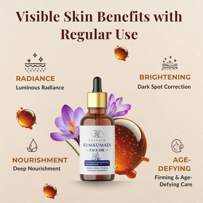 Image 2 of Velleja Kumkumadi Face Oil with Kashmiri Saffron & Sandalwood | Ayurvedic Anti Aging Face Serum for Brightening, Dark Spots & Pigmentation