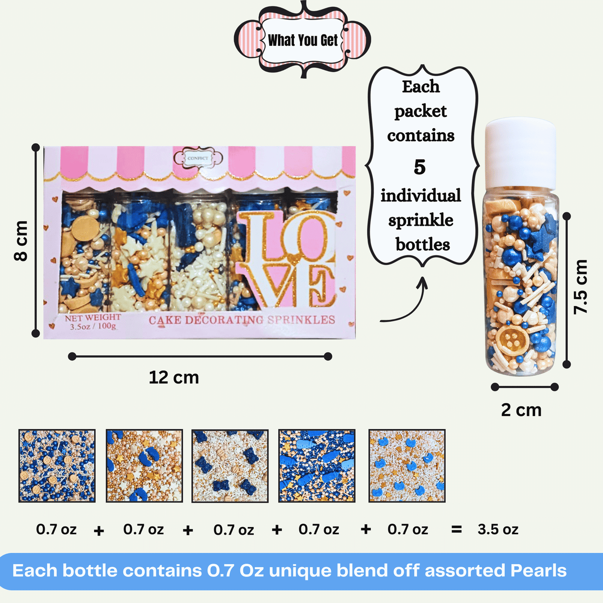 Image 4 of Confect Boys Baby Shower Sprinkles | Gender Reveal Sprinkles | Edible Sprinkles