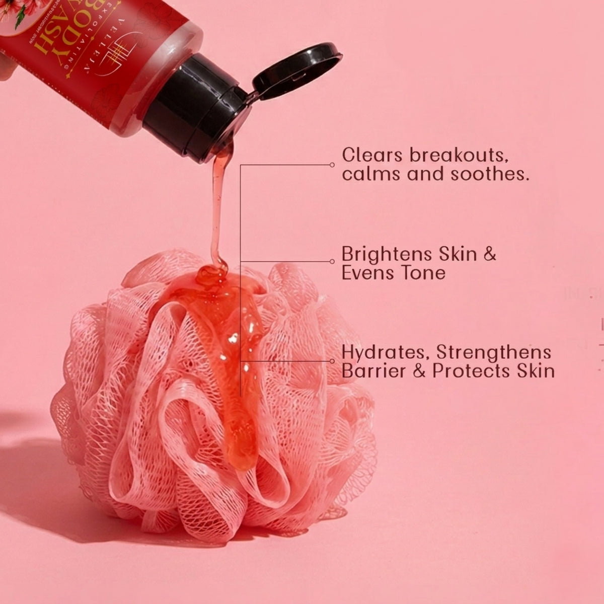 Image 2 of Velleja Exfoliating Body Wash with Salicylic Acid for Body Acne & Rough Bumpy Skin | Reduce Strawberry Legs