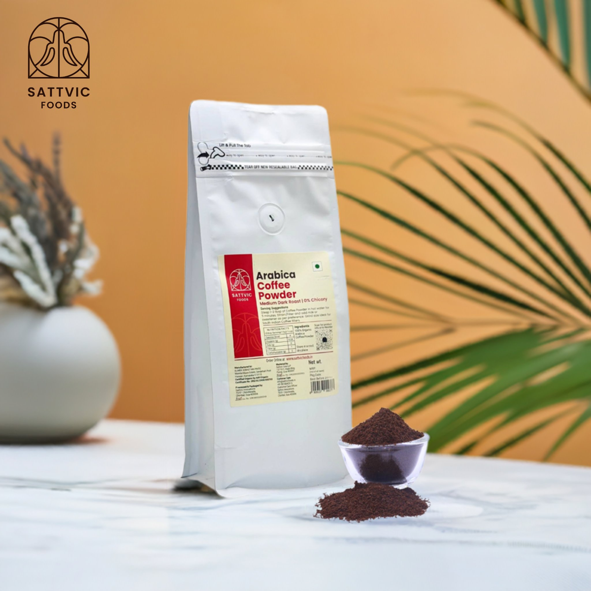 Image 2 of Sattvic Foods Arabica Organic Coffee Powder | Medium Dark Roast