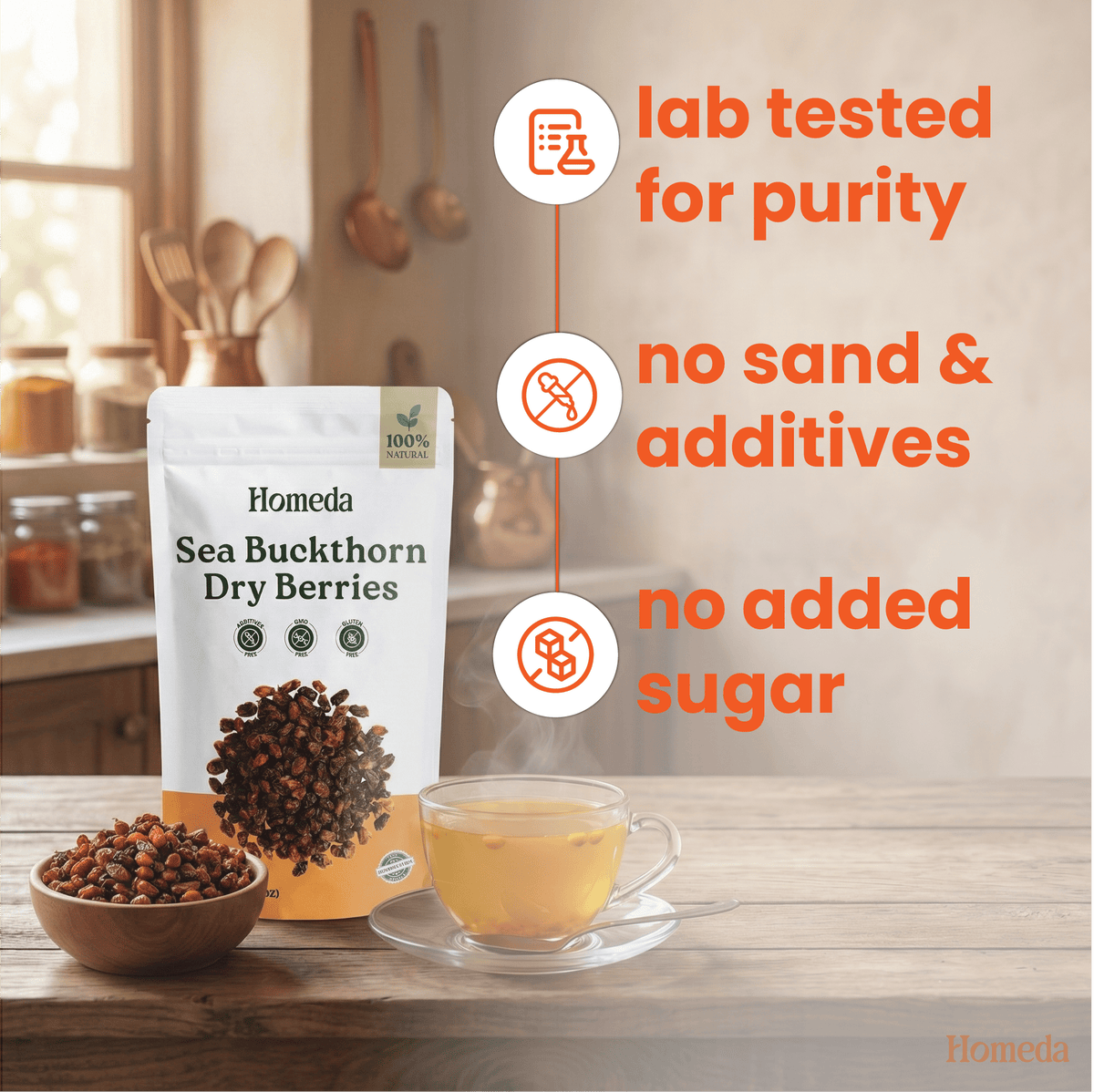 Image 5 of Homeda Sea Buckthorn Dry Berry Organic (Omega 3, Vitamin Rich)