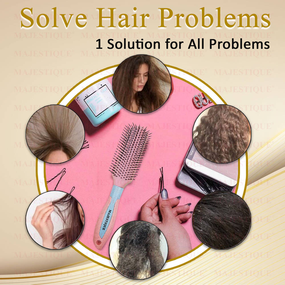 Image 7 of Majestique Flat Hair Brush - All-Purpose Brush for Short Thick Tangles Hair