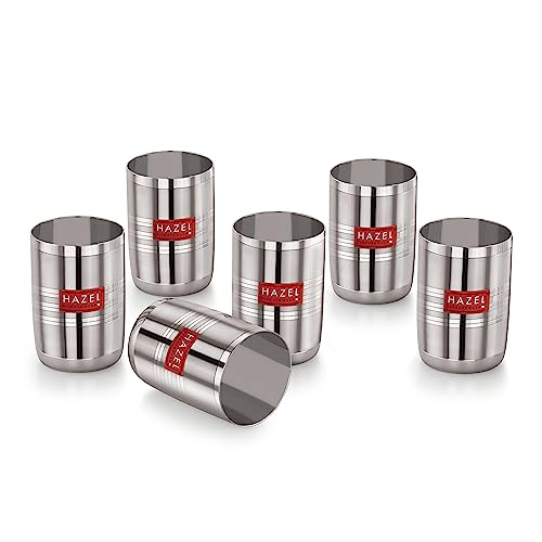 Image 1 of Default Title for the product HAZEL Stainless Steel Glasses for Water & Juice 350 ml Set of 6