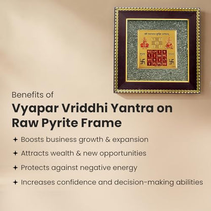 Image 3 of Astrotalk Vyapar Vriddhi Yantra on Raw Pyrite Frame | Pyrite Attracts Money, Yantra Boosts Growth | Increases Sales, Profits & Removes Obstacles | Vastu Items for Home & Office | 19x19x1 cm | 1 Piece