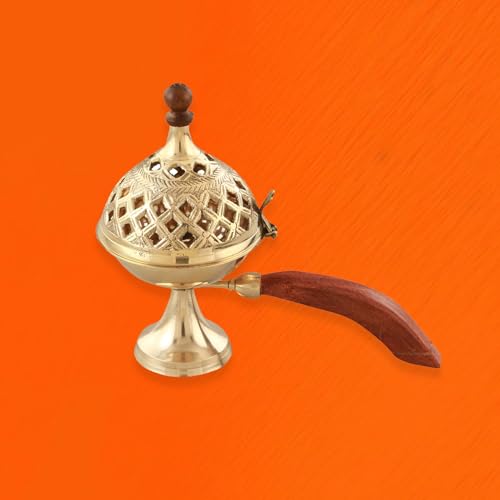 Image 2 of Sacch | Brass Loban Burner With Handle, (Design 2 With Cover)