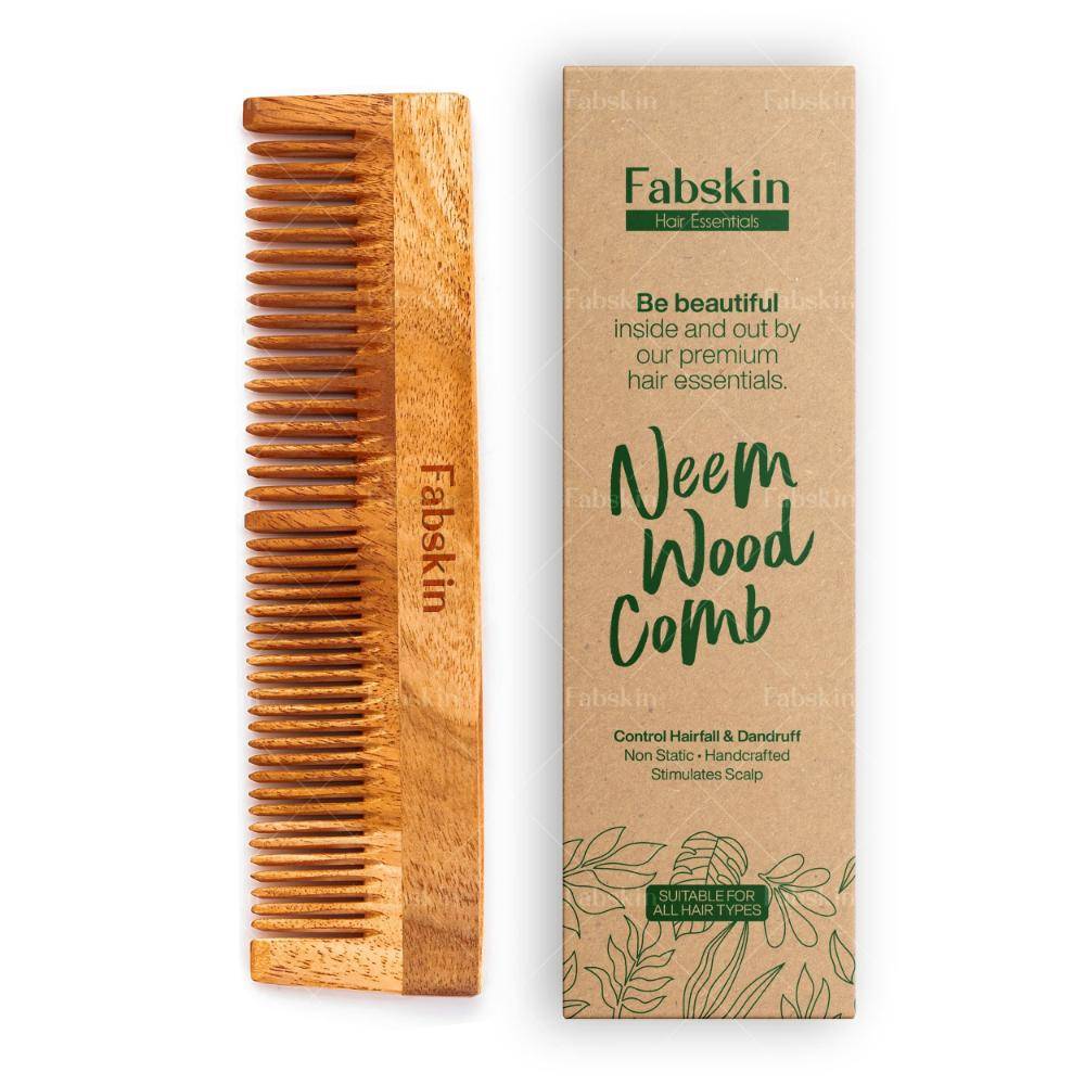 Image 1 of 1 Pc / Pack of 1 for the product Fabskin Neem Dual Side For Detangling & Frizz Control Wooden Comb