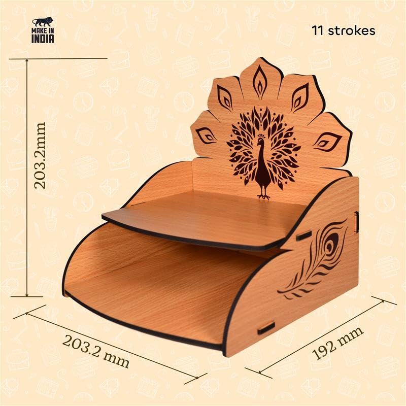 Image 2 of 11 Strokes Vidyut Wooden Pooja Mandir for Home Small Size