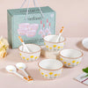 Image 1 of Default Title for the product Nestasia Ceramic Soup Bowl with Spoon Set of 4 (400ml Each)