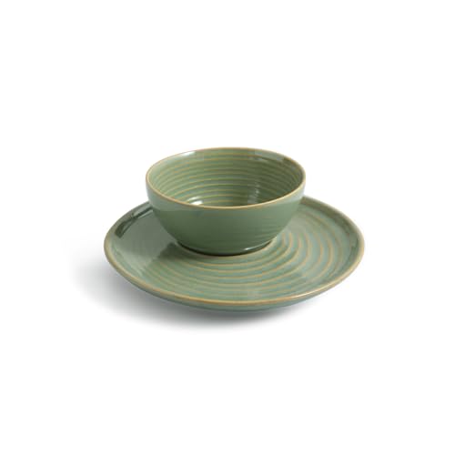 Image 2 of ExclusiveLane Sage Serenity Hand Glazed Porcelain Tea Cup with Saucer 280 ML