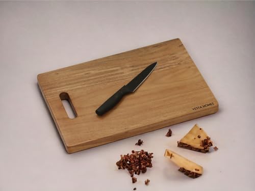 Image 5 of Vesta Homes Wooden Chopping Board, Cutting Board, Serving Tray for Kitchen Vegetables, Fruits & Cheese | Natural Acacia Wood |38 * 25 * 2.5 Cms | Handmade in India