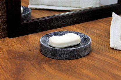 Image 2 of KLEO Natural Marble Stone Soap Dish Soap Holder Bath Accessories for Bathroom, Tub or Wash Basin Accessory (Black)