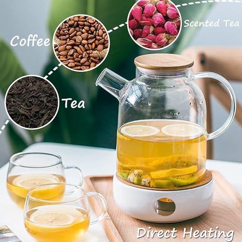 Image 4 of Jinelza Glass Teapot with Wooden Bamboo Lid 1800ML